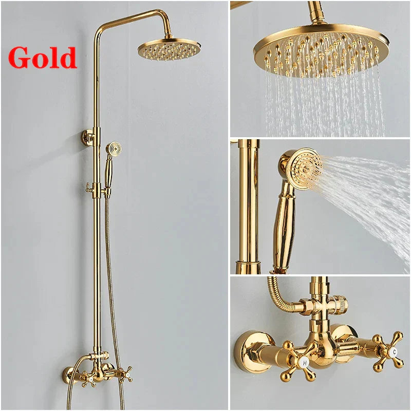 DecorBites™ 8" Square Rainfall Shower Faucet Set with Handshower - Wall Mount Single Handle