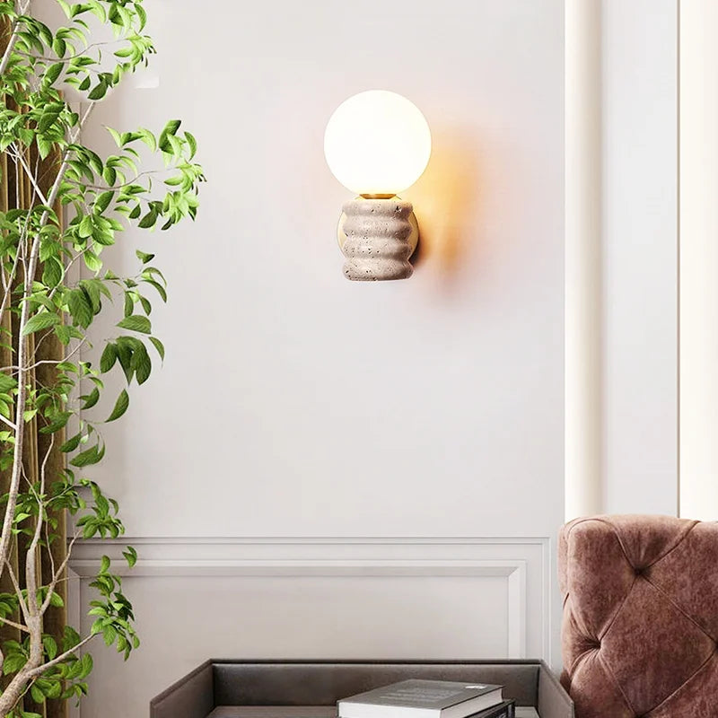 DecorBites™ Japanese Style LED Wall Lamp with Pull Chain and White Glass