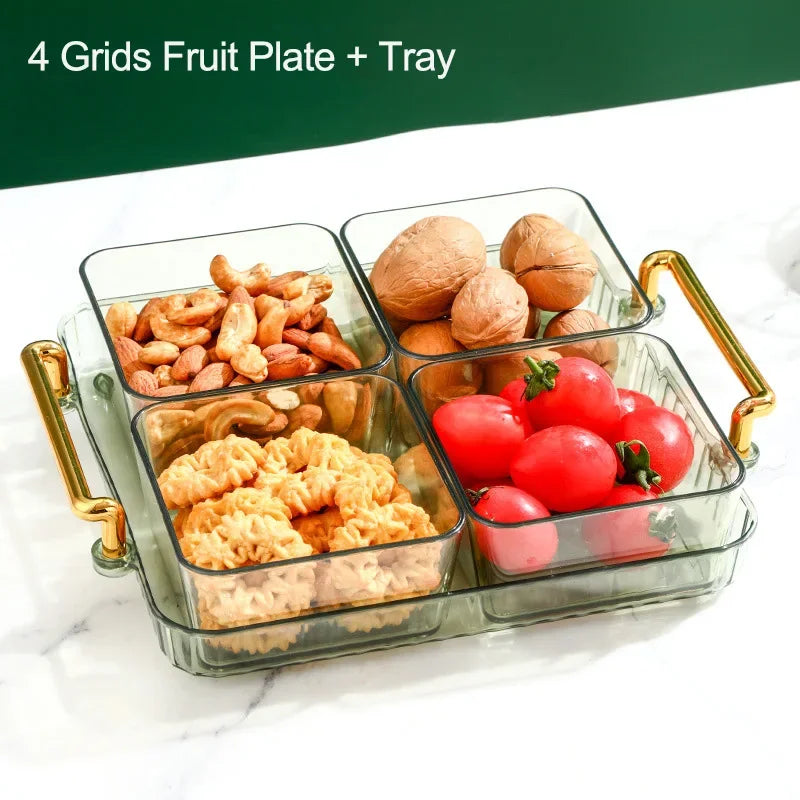DecorBites™ 6-Grid Divided Fruit Plate Snack Dish Dry Fruit Tray Light Luxury Tray