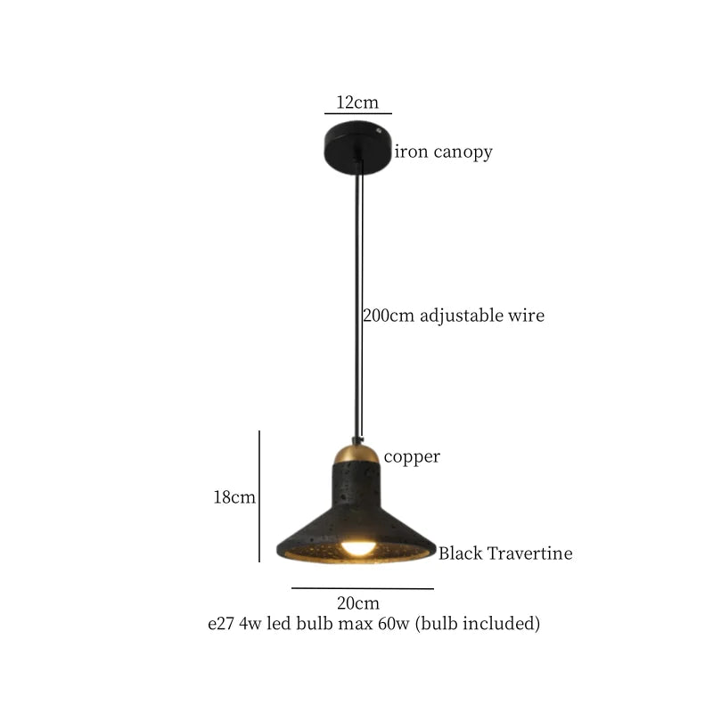DecorBites™ Black Travertine Pendant Light - Nordic Minimalism LED Pendant Lamps for Living Dining Room