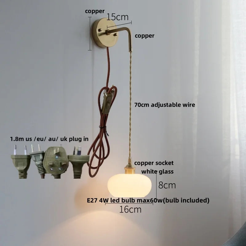DecorBites™ LED Glass Wall Light Fixture Bedroom Aisle Study Modern Adjustable Bedside Lamp