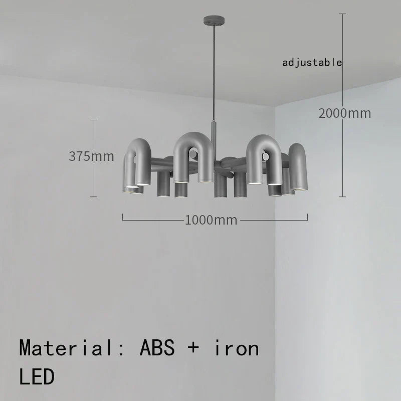 DecorBites™ Art Deco Metal Chandelier in Black, Orange, and Gray - Adjustable Cord - Dining Room, Foyer, Bedroom Lighting