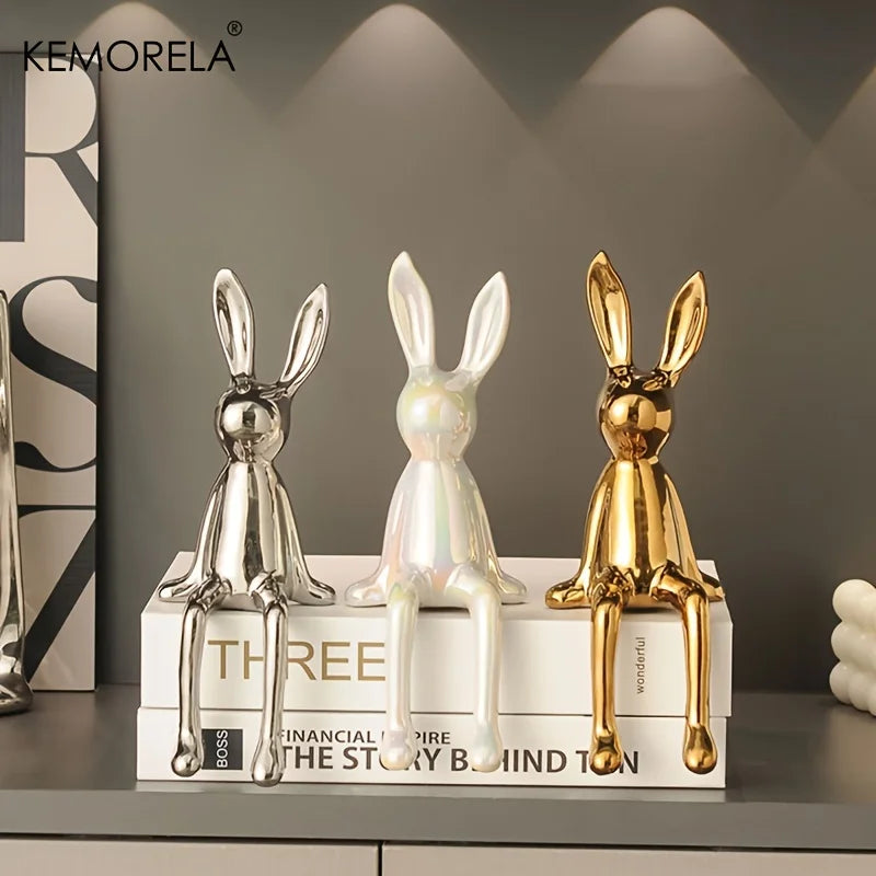 DecorBites™ Ceramic Long-Eared Sitting Rabbit Ornament - Luxury Home Decor Accent