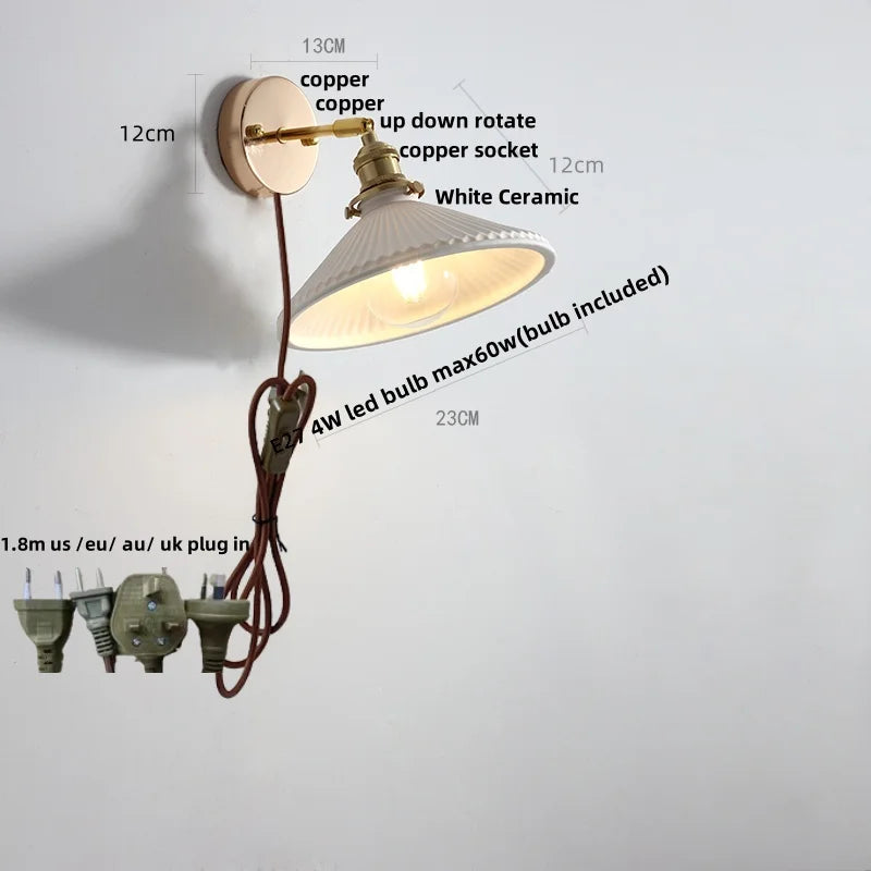 DecorBites™ Ceramic Wall Lights Rotatable LED, Modern Nordic Style for Hallway, Bedroom, Aisle