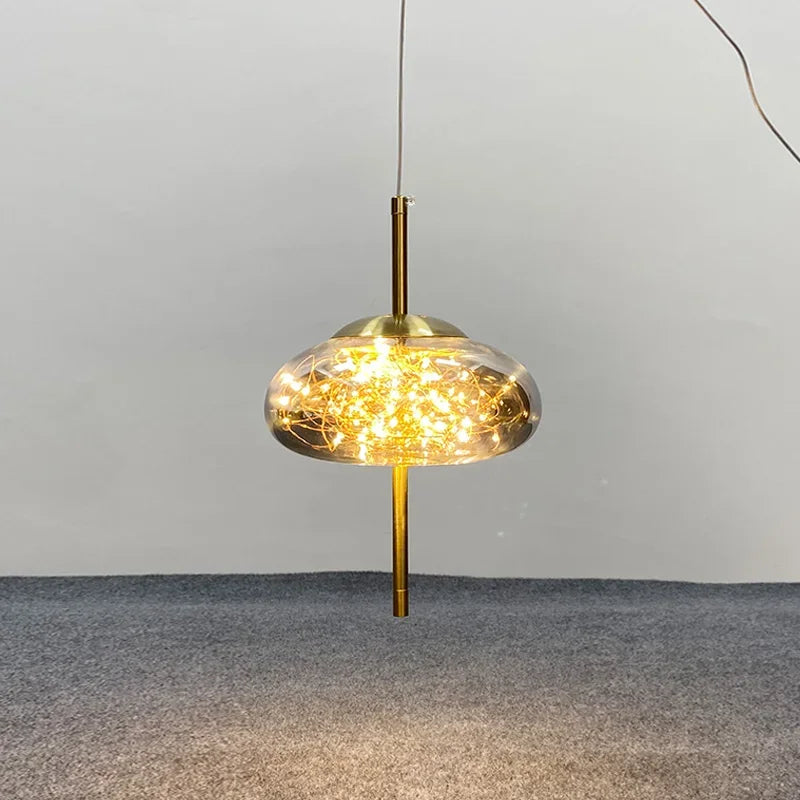 DecorBites™ Amber Glass Chandelier: Luxury Lighting for Bedroom, Dining Room, Kitchen, Restaurant & Art Decor