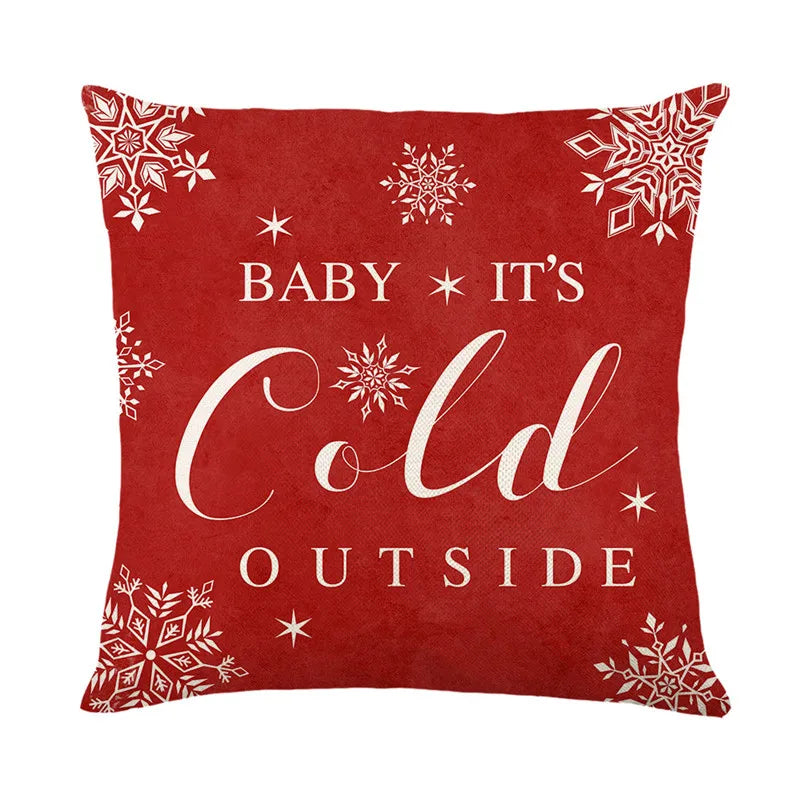 DecorBites™ Christmas Santa Claus Linen Pillowcase - Sofa Cushion Cover, Decorative Living Room Pillow Cover