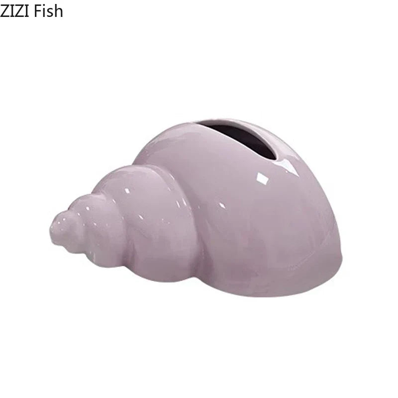 DecorBites™ Conch Ceramic Tissue Box: Charming Table Decoration & Paper Towel Case