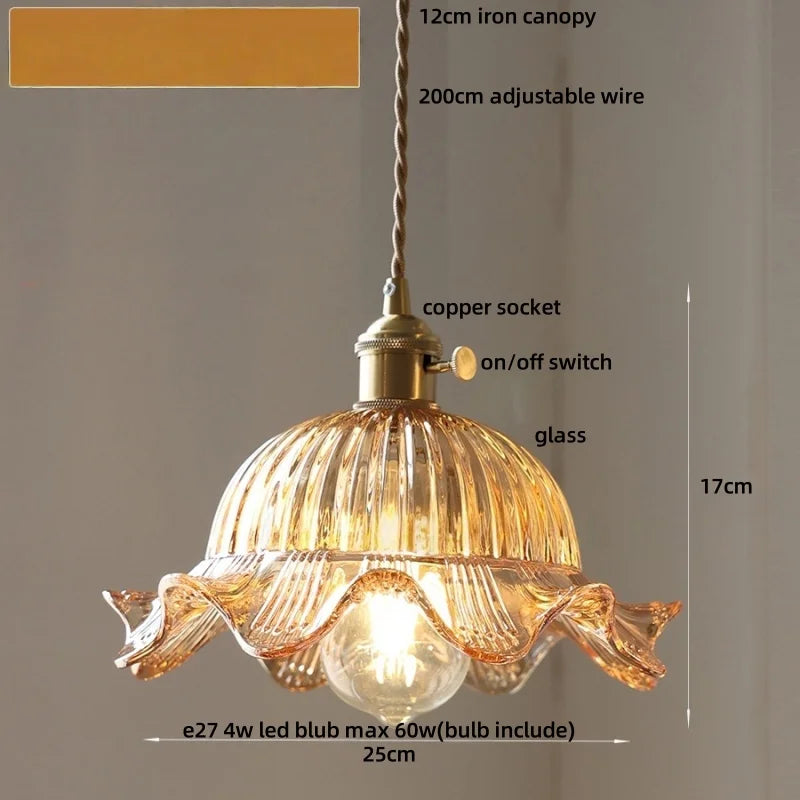 DecorBites™ LED Pendant Light Fixture with Copper Socket & Green Glass, Modern Nordic Lamp