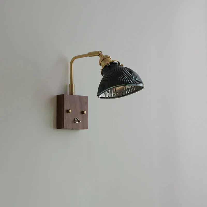 DecorBites™ Clear Glass LED Wall Lights Modern Wood Walnut Copper Stair Fixture