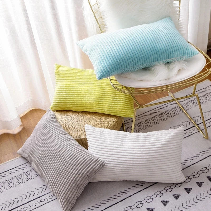DecorBites™ Corduroy Striped Cushion Cover 30-60cm Soft Comfortable Throw Pillow Case Home Decor