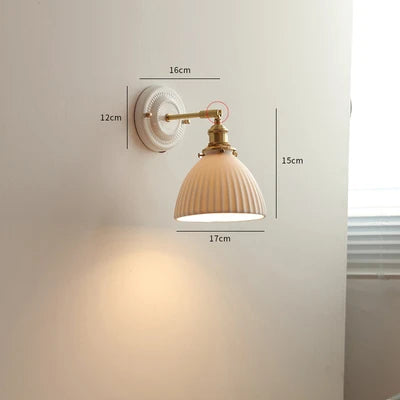 DecorBites™ Ceramic LED Wall Lights Fixture with Copper Arm for Bedroom Living Room