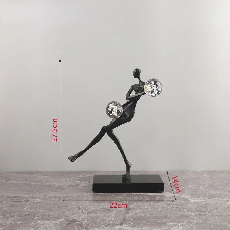 DecorBites™ Golden Man Dancing Crystal Ball Acrobatic Sculpture Figure for Home Decor