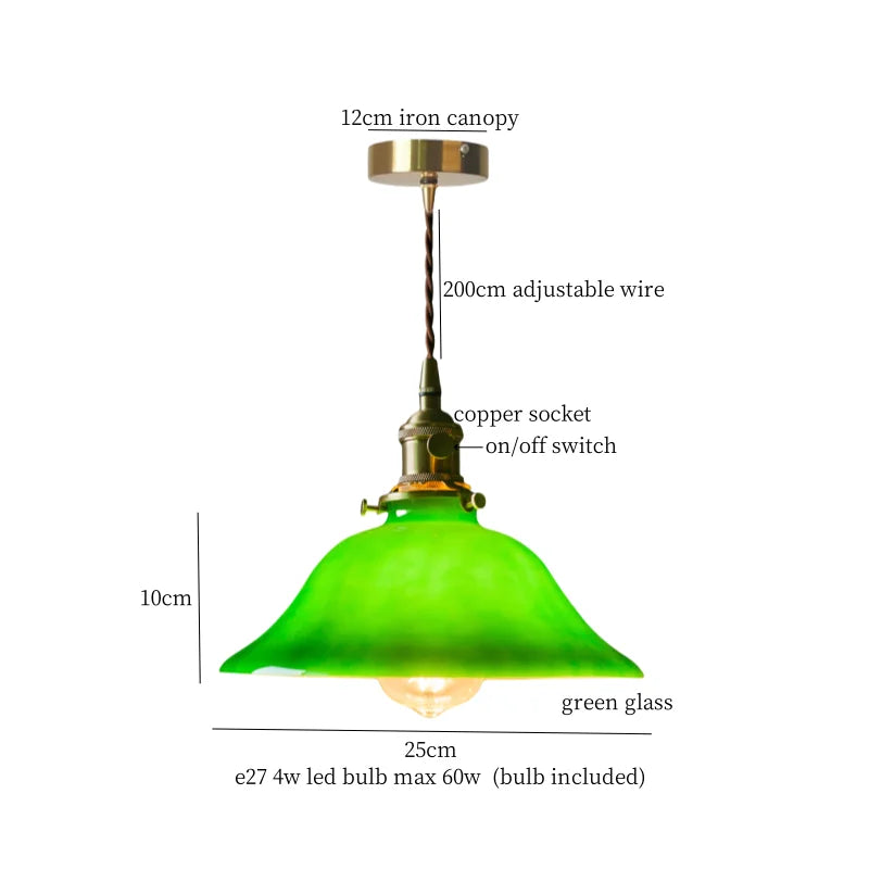 DecorBites™ Green Glass LED Pendant Lamp for Living & Dining Room Decor