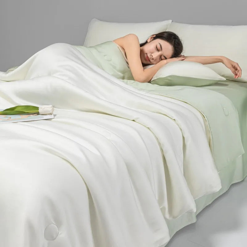 DecorBites™ Cool Ice Silk Summer Quilt Set for Single Double Beds