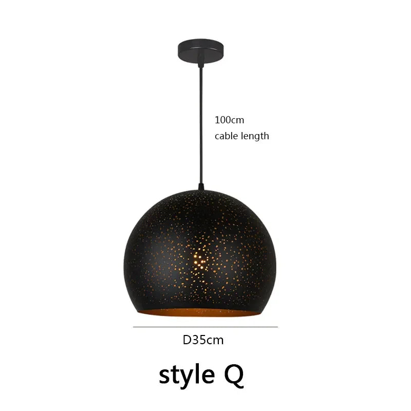 DecorBites™ Black Nordic Industrial Pendant Light Chandelier Retro Decor E27 Dining Kitchen Lamp