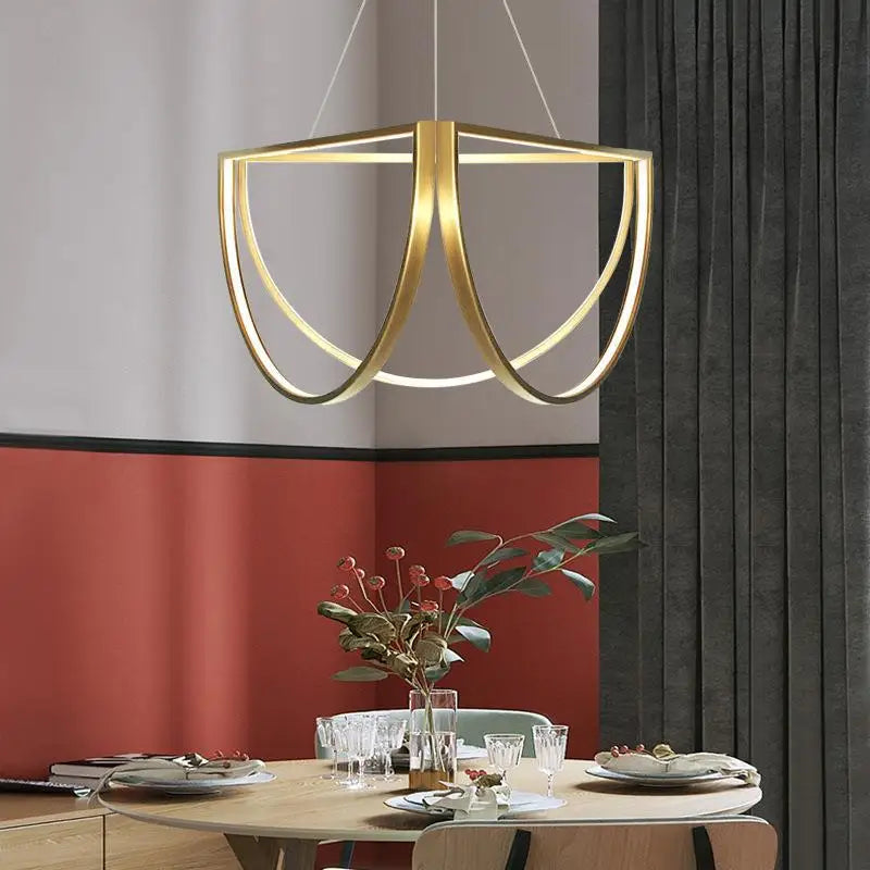 DecorBites™ Black Gold Geometric LED Chandelier - Postmodern Indoor Hanging Lamps for Living Room