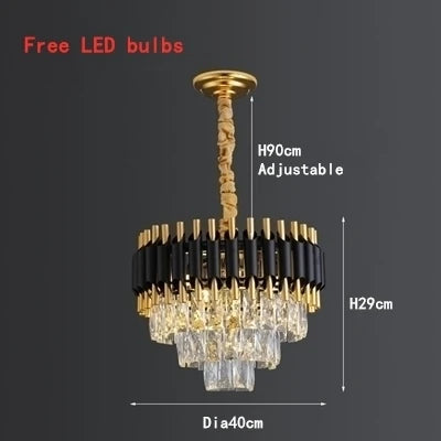 DecorBites™ Crystal LED Pendant Light Chandelier: Modern Black Luxury Lighting for Home Decor