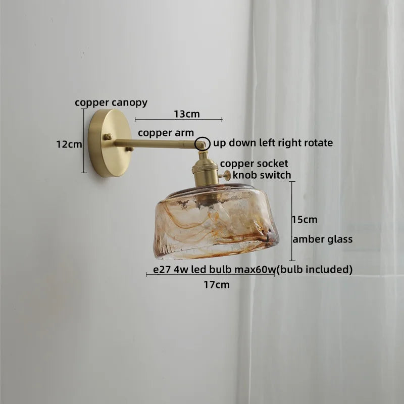 DecorBites™ Ceramic Copper LED Wall Light with Pull Chain Switch for Modern Nordic Home Decor