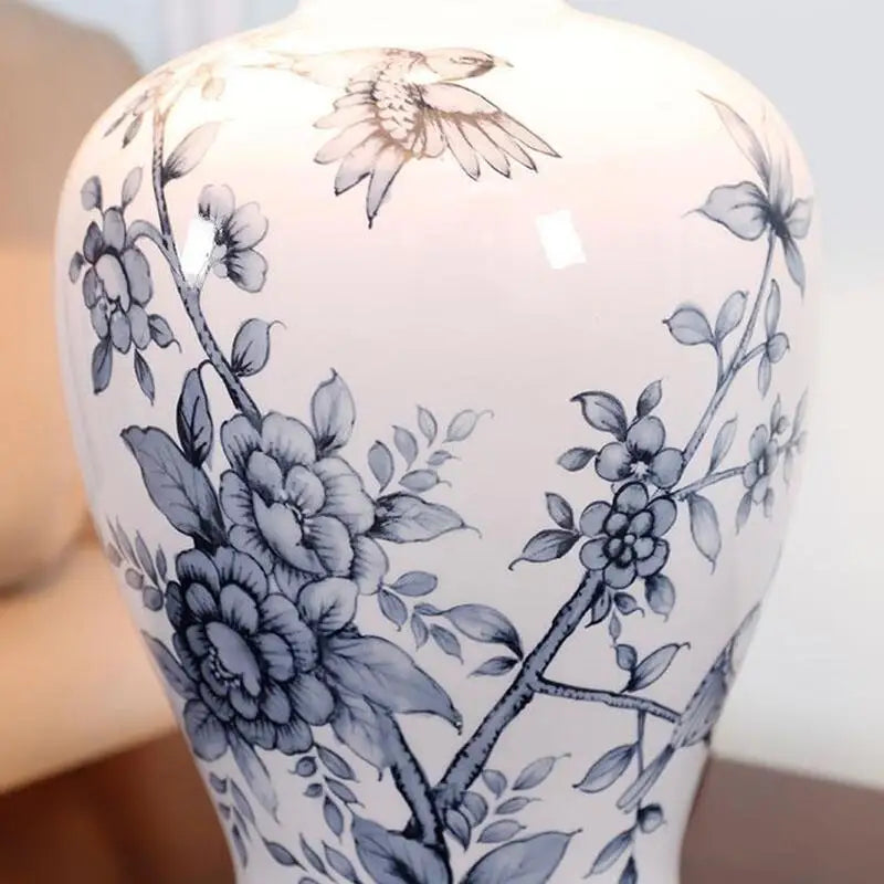 DecorBites™ Blue and White Porcelain Table Lamp for Home Decor – Classic Retro Style
