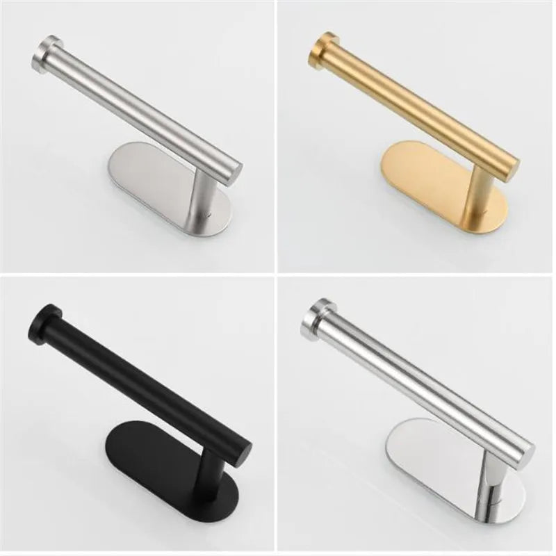 DecorBites™ Brushed Gold Stainless Steel Tissue Holder - Wall Mounted Toilet Paper Roll Stand