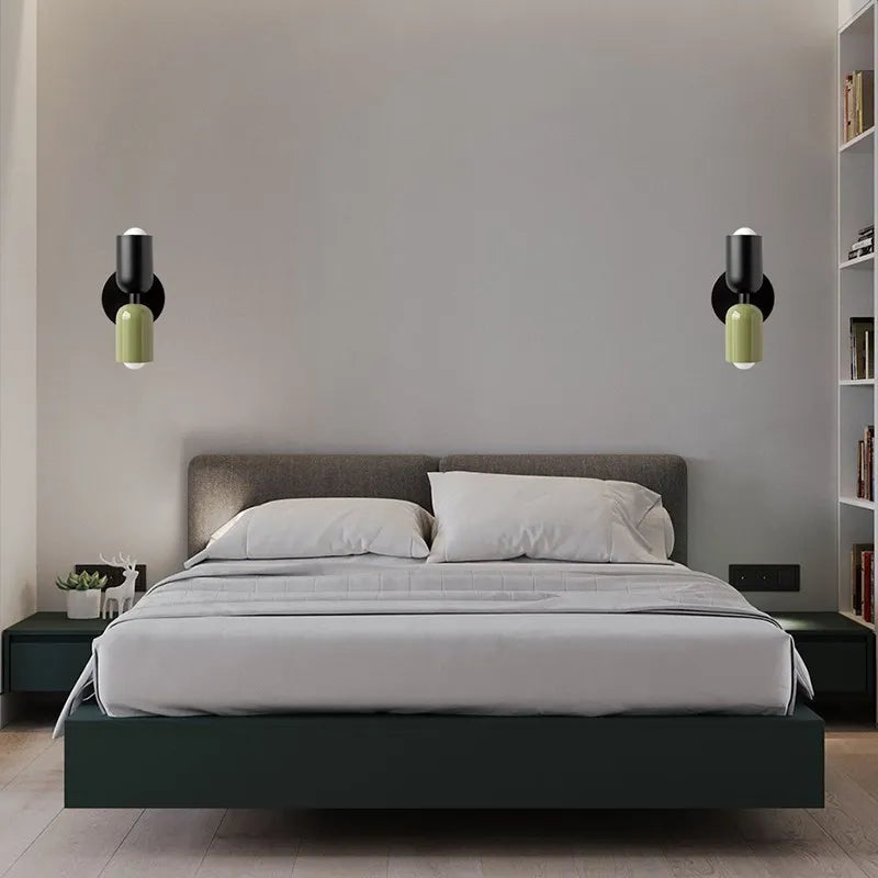 DecorBites™ Cream 2Head Macaron LED Wall Lamp in Black for Home Decor