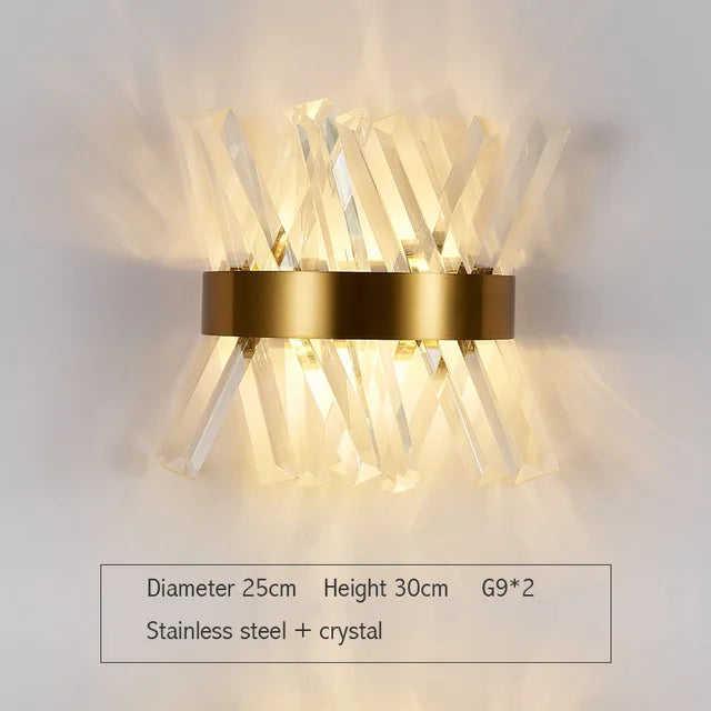 DecorBites™ Crystal Wall Lamp: Elegant Golden LED Sconce for Bedroom, Living Room & Bathroom