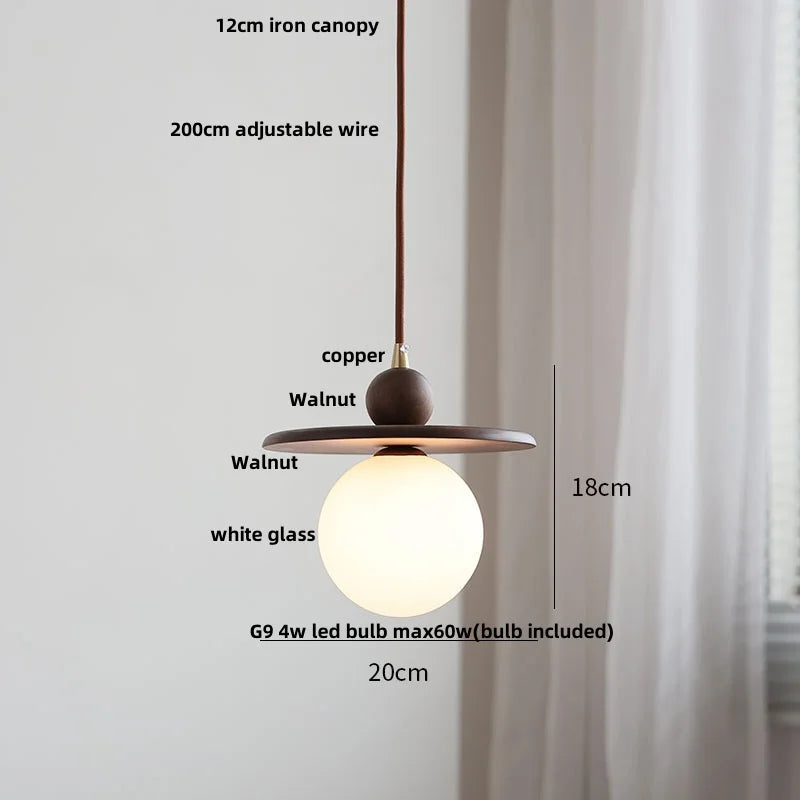 DecorBites™ Amber Glass LED Pendant Light - Modern Nordic Design with Iron Base