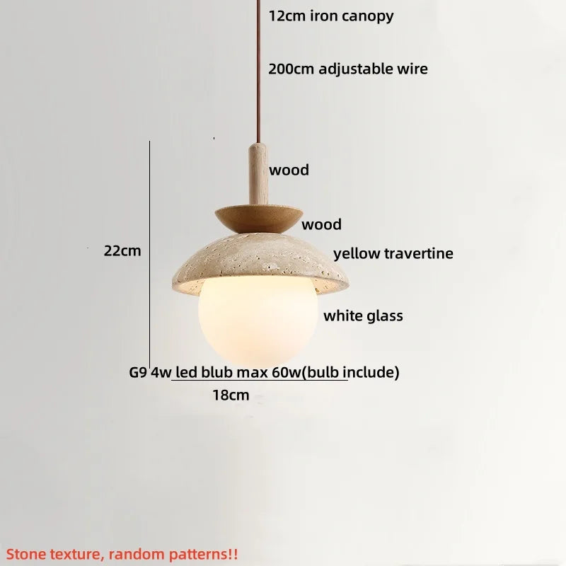 DecorBites™ LED Wood Pendant Light Fixture Wabi Sabi Hang Lamp for Living Room