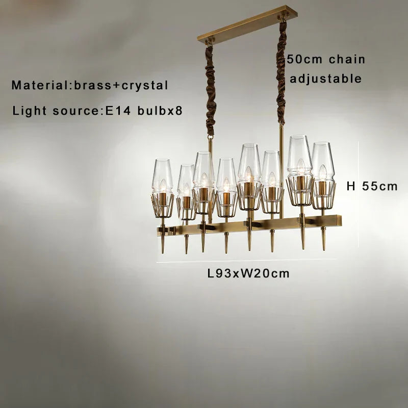 DecorBites™ Copper & Glass Chandelier - Luxury Lighting Fixture for Living, Dining, Bedroom - Dimmable