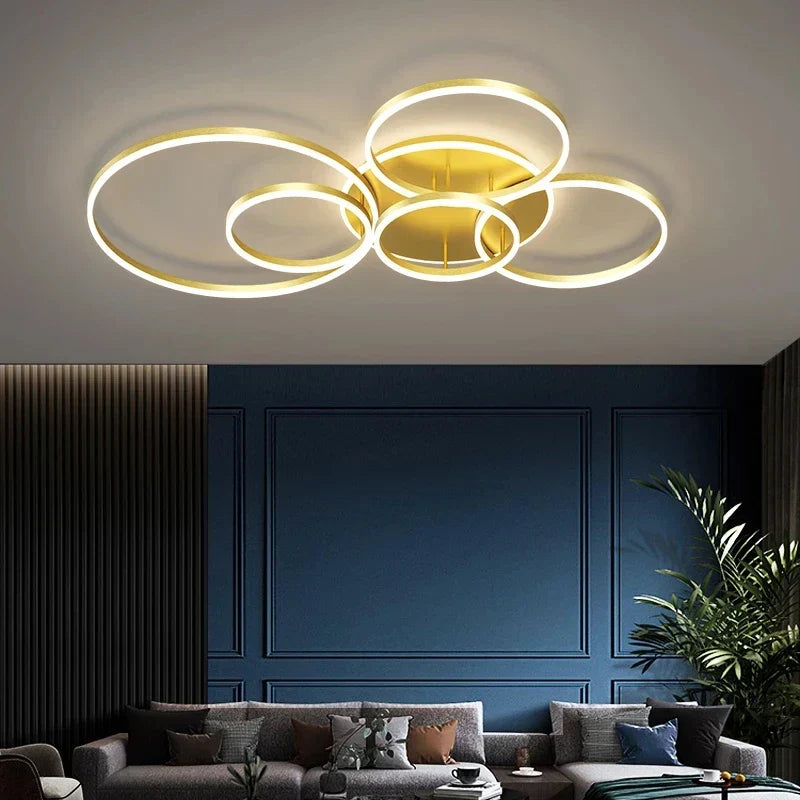 DecorBites™ Aluminum Circle LED Chandelier Ceiling Light for Bedroom Living Room Kitchen