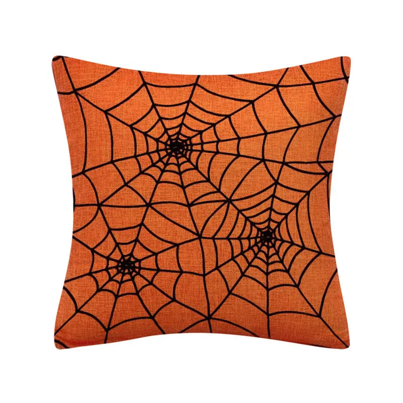 DecorBites™ Halloween Pumpkin Linen Cushion Cover Set for Home Sofa Bedroom Decor