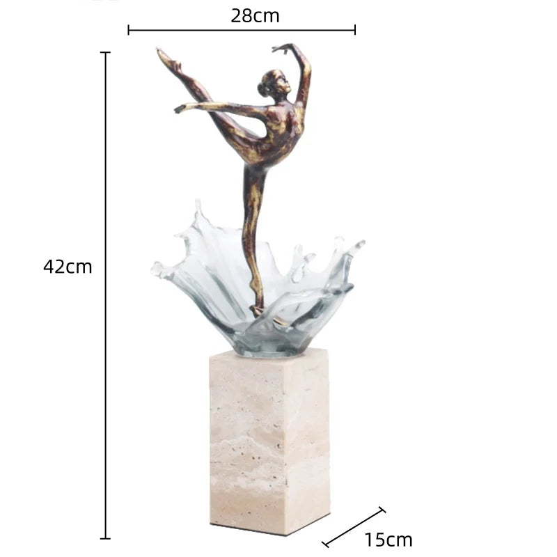 DecorBites™ Ballet Dancer Figure Sculpture Clear Water Wave Home Decor