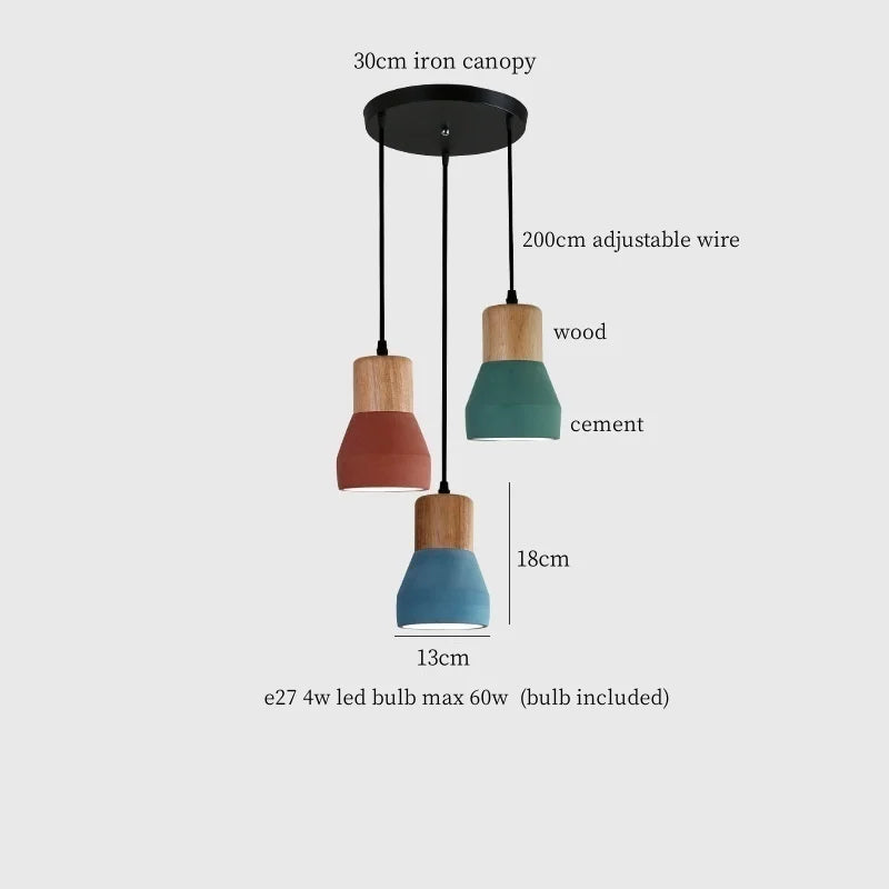 DecorBites™ Cement LED Pendant Lamp Industrial Decor Bedroom Living Room Bar Cafe