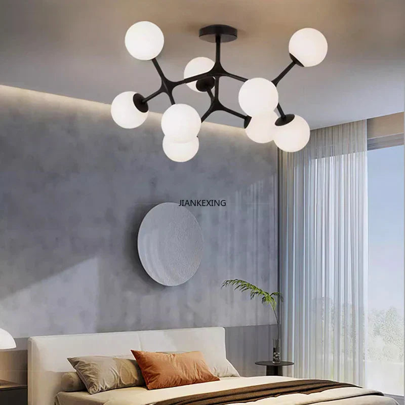 DecorBites™ Glass Ball Ceiling Chandelier: Modern Lighting Fixture for Living Room Bedroom Center Table