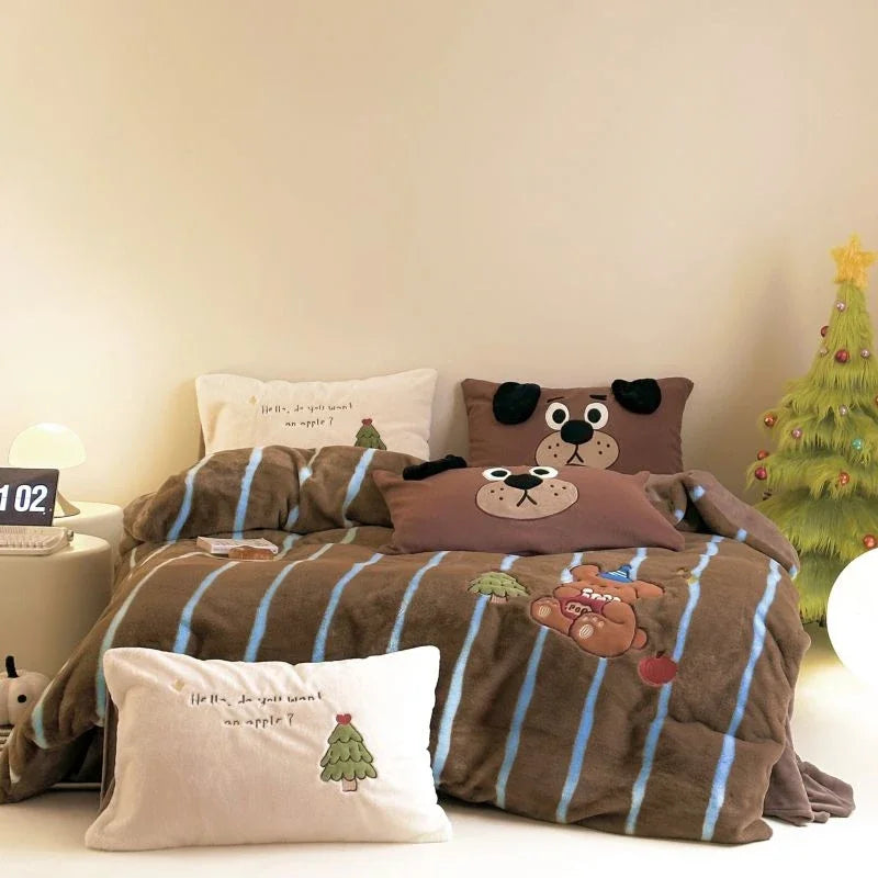 DecorBites™ Cozy Autumn Winter King Size Duvet Set with Velvet Blanket Cover