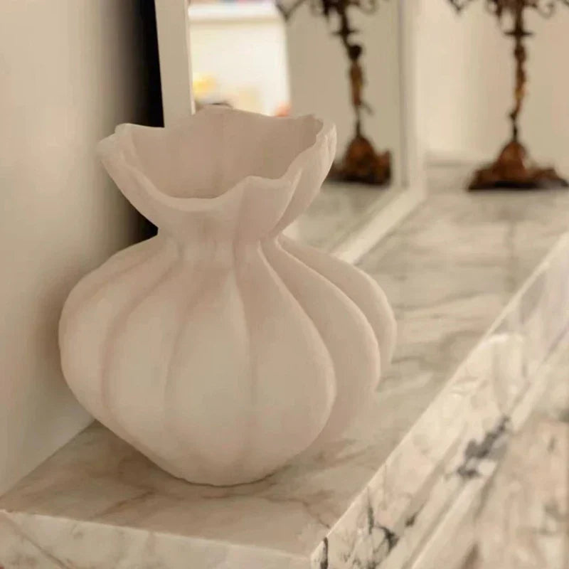 DecorBites™ Lace Ceramic Vase for Home Decor Bouquets and Arrangements