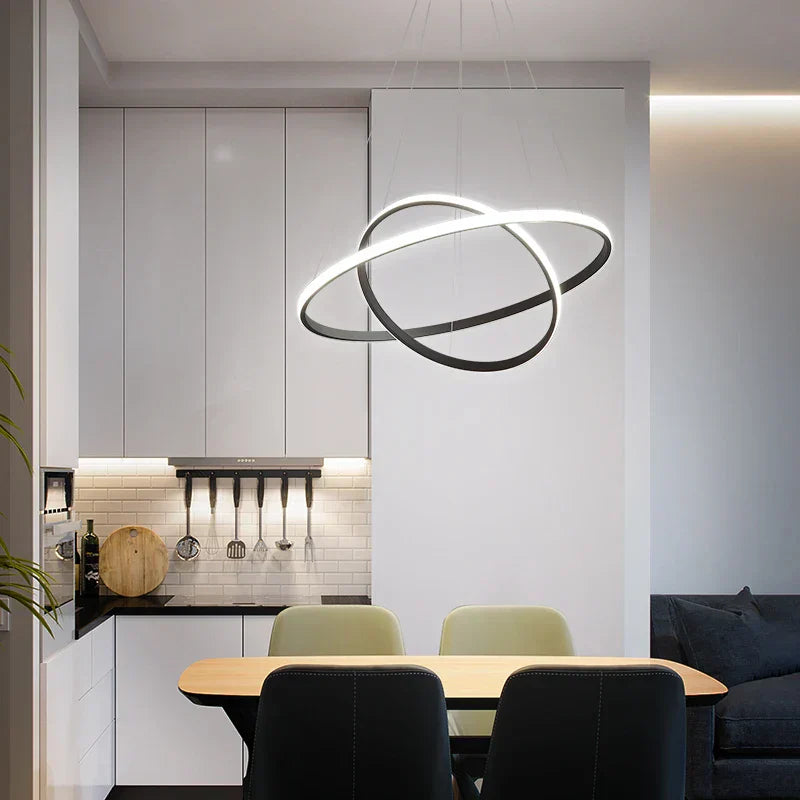 DecorBites™ Luminous Circle Pendant Chandelier - Modern LED Lighting Fixture, 4 Colors