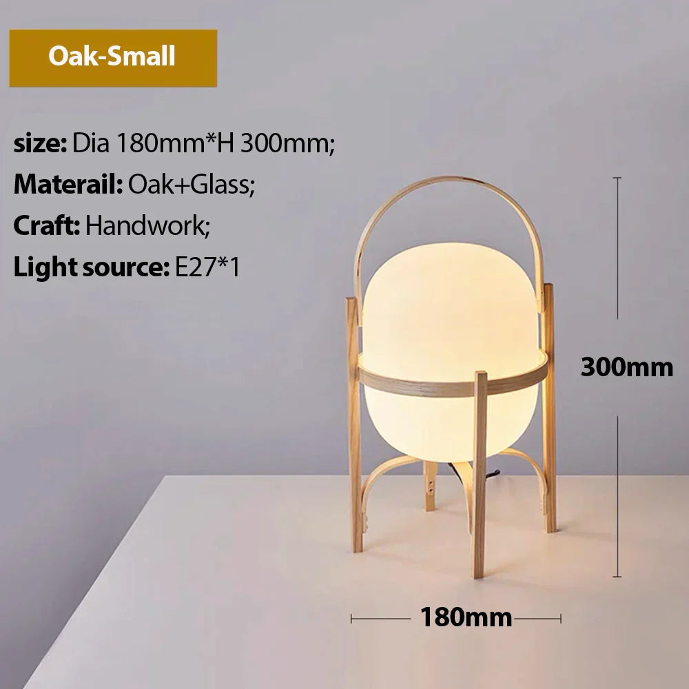 DecorBites™ Glass & Wood/Metal Table Lamp - Japanese Style Room Light