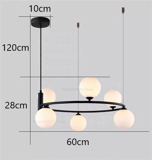 DecorBites™ Glass Ball Pendant Chandelier, Adjustable Height, Modern Nordic Design