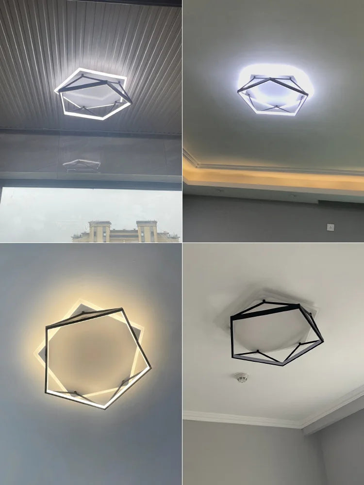 DecorBites™ Geometric LED Ceiling Lamp_Nordic Minimalist Design for Modern Bedroom