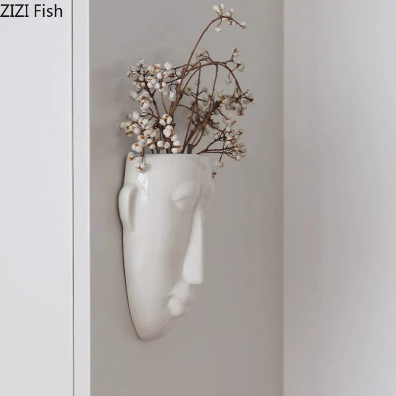 DecorBites™ Abstract Human Face Ceramic Vase Plant Pot Room Decoration