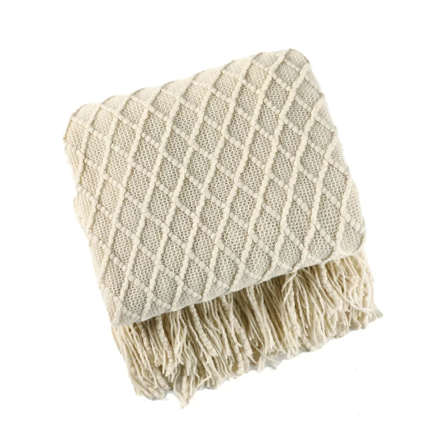 DecorBites™ Knitted Wool Blanket - Soft Nordic Throw for Sofa, Bed, or Office