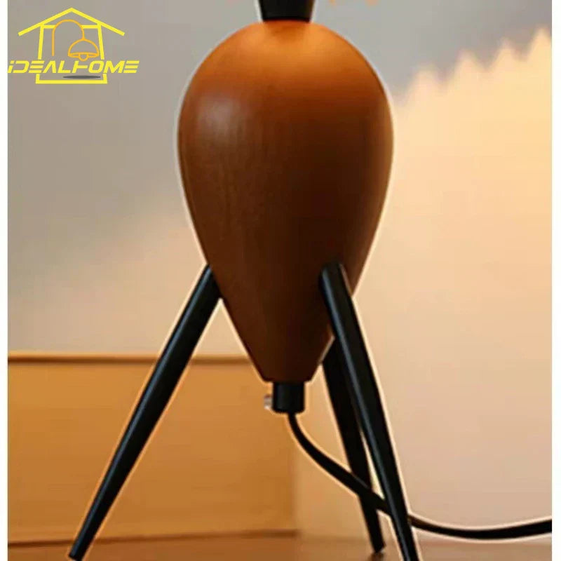 DecorBites™ Bauhaus Pleated Wood Table Lamp LED E27 Solid Fabric Desk Light