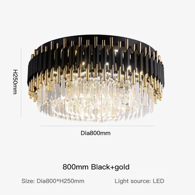 DecorBites™ Gold Black Crystal Ceiling Chandelier – Modern LED Round Kitchen Pendant Lamps