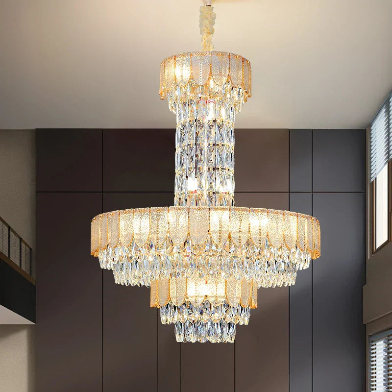 DecorBites™ Crystal Chandelier: Postmodern Multi-layer Luxury for Living Room, Hotel Lobby, and Villa