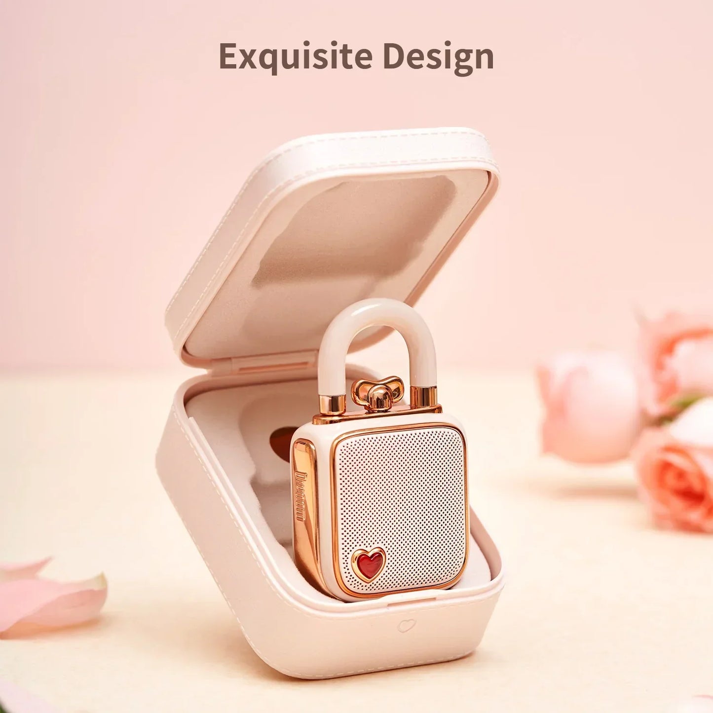 DecorBites™ LoveLock Mini Bluetooth Speaker - Pink, Retro Design, 5W Sound Box