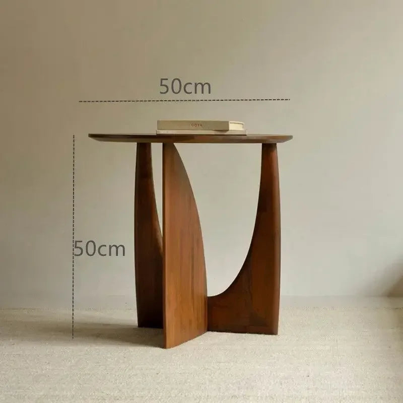 DecorBites™ Circular Walnut Wood Coffee Table for Living Room with Solid Nordic Design
