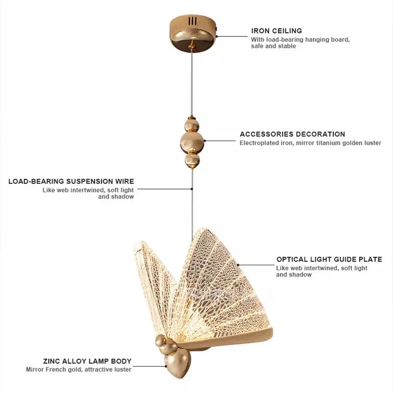 DecorBites™ Butterfly LED Pendant Lamp: Modern Luxury Decor for Staircase, Bedroom, Aisle.