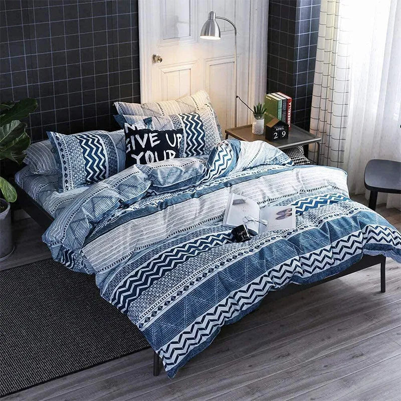 DecorBites™ Boho Chic Stripe Bedding Set with Pillowcase - Ultra-Soft Microfiber Quilt Cover