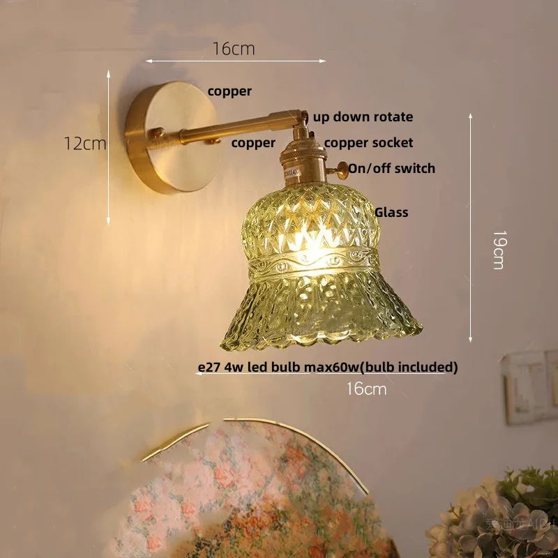 DecorBites™ Amber Flower Glass LED Wall Light Fixture for Kitchen Restaurant Bar